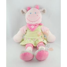  vache robe rose vert blanc gris bandana fleur abeille 